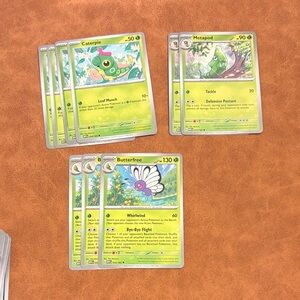 Pokémon 151 Trading Cards - Caterpie, Metapod & Butterfree (Green)